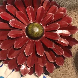 Red Metal wall flower